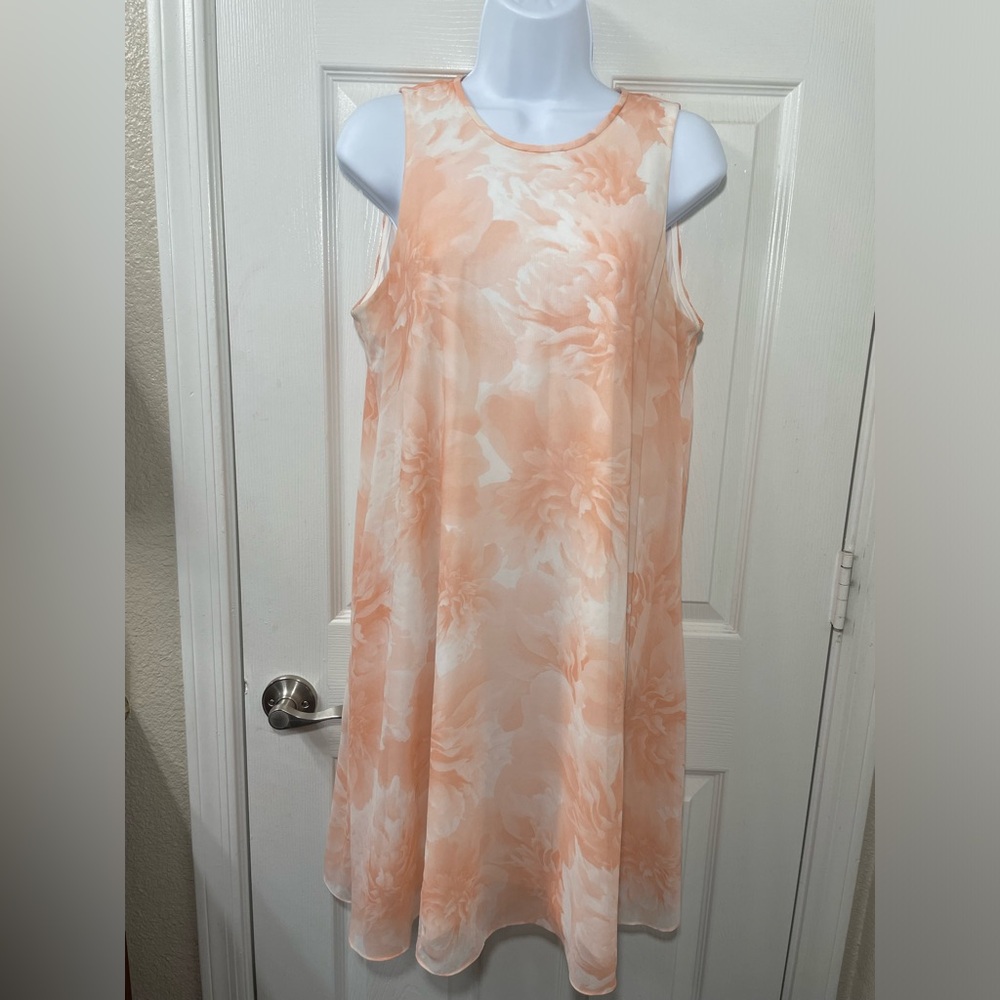 💞Calvin Klein A Line Peach Floral Sundress-Size 10